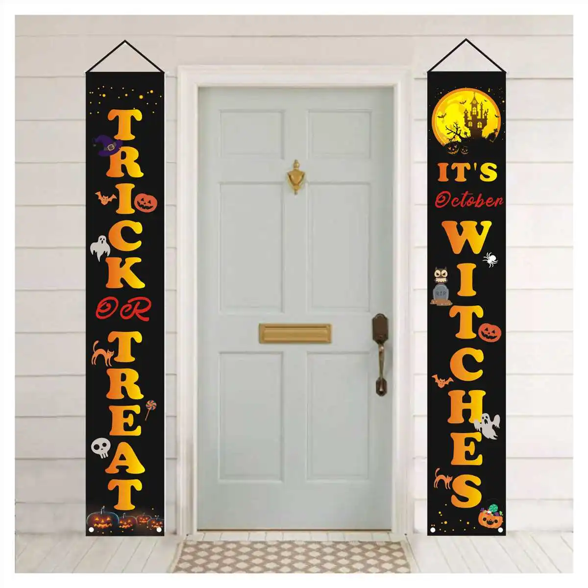 

Halloween Banners Hanging Porch Banners Halloween Decoration Yard Door Decor Curtain Hanging Flag Banners Curtain Decoration