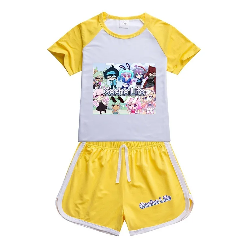 

Children's short-sleeved shirt cotton T-shirt set baby cartoon role play Gacha Life3D printed short-sleeved children's clothing
