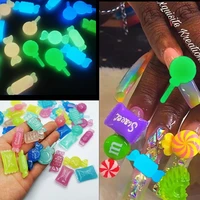 kawaii accessories slime candy glow in dark candy 3d nail art charm rhinestones decorations bear cat manicure nail supplies