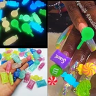 Аксессуары для ногтей Kawaii, слайм, конфеты, светящиеся в темноте, 3D украшения для ногтей художественный амулет стразы, принадлежности для ногтей для маникюра с медведемкошкой