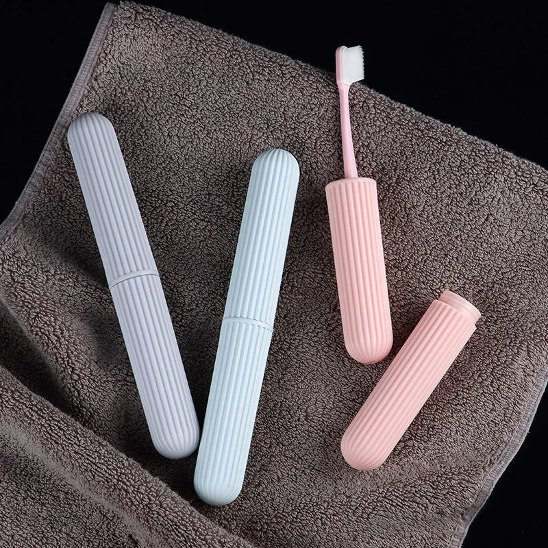 

Portable Toothbrush Box Plastic Toothbrush Storage Box Toothbrush Boxes Simple Stripes Travel Wash Toothbrush Cover