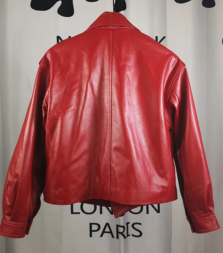 Женская куртка из натуральной овечьей кожи осенне зимняя мотоциклетная верхняя