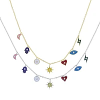 colorful enamel charm girl women jewelry lovely moon eye hand bolt heart charms gorgeous women choker necklace