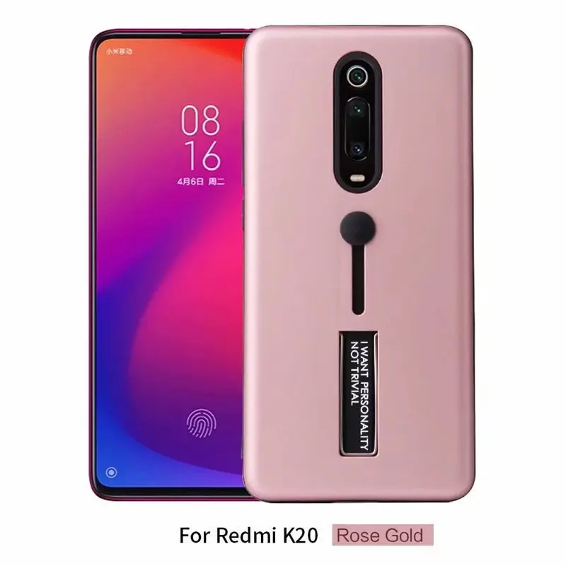 Для Xiao mi 9T mi 9T Pro Чехол ударопрочный Броня держатель кольца для пальца подставка задняя крышка для красного mi K20 Pro Kickstand чехол - Цвет: Rose gold