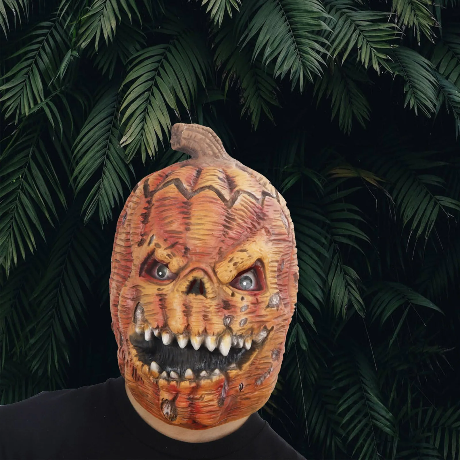 Scary Novelty Halloween Pumpkin Mask Costume Festival Party Props Skull Horror Evil Latex Full Face Head | Дом и сад