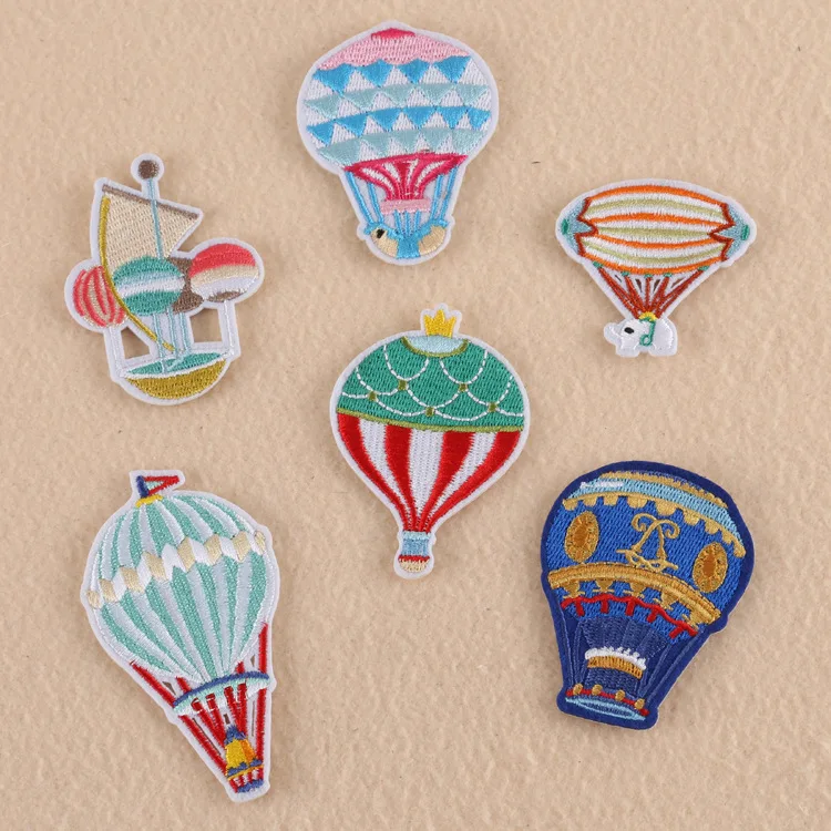 

50pcs/lot Embroidery Patches Letters Gold Hot Air Balloon Clothing Decoration Accessories Diy Iron Heat Transfer Applique