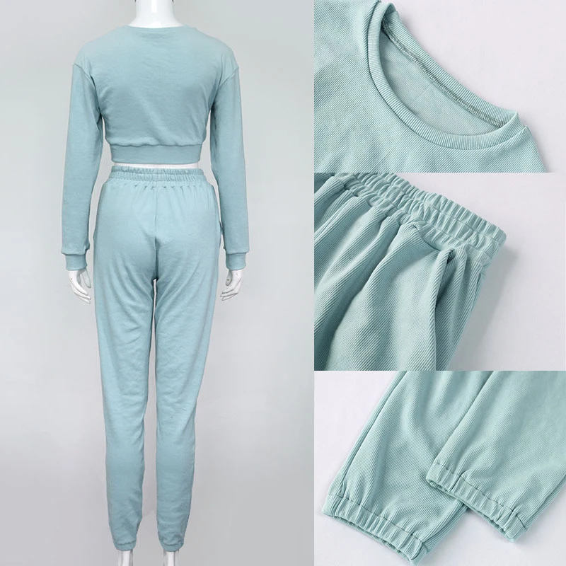 

Giyu 2 Piece Set Women 2020 Autumn Casual Crop Top Hoodies Pants Set Jogging Suit Sport Tracksuit Women Clothing Two Piece Set