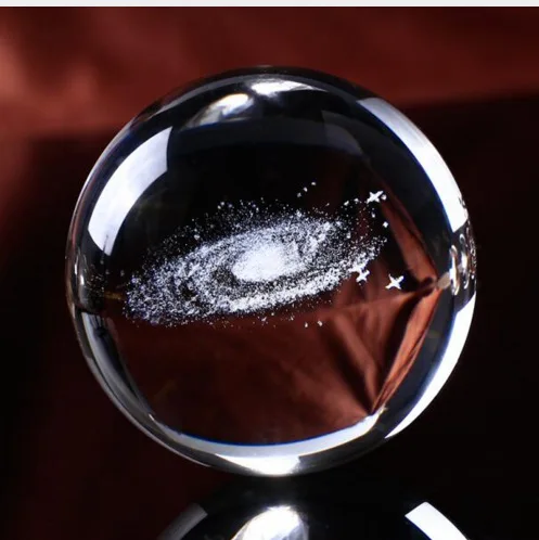 60/80/100 мм 3D лазерной гравировкой Galaxy Стекло кристалльных шариков миниатюры мальчик подарки Сфера аксессуары для украшения дома Глобус Вселенная P