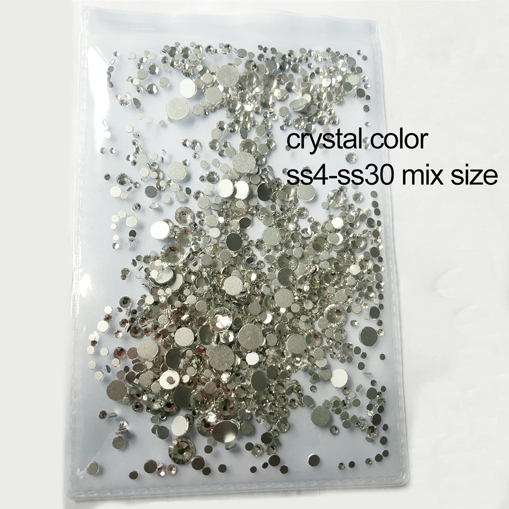 ss4-ss30 mix Clear 1440 шт стеклянные 3D Стразы для дизайна ногтей драгоценные камни для украшения ногтей хрустальные стразы AB Камни SS3-SS10 - Цвет: ss4-ss30 mix Clear