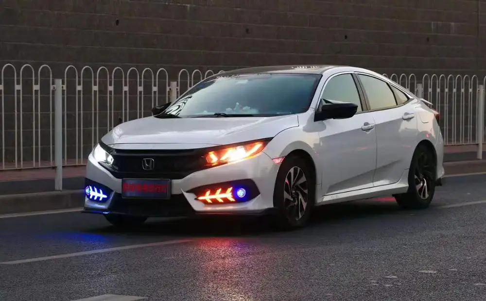 Светодиодный ные дневные хосветильник огни для Honda Civic 2016 2017 2018 противотуманные