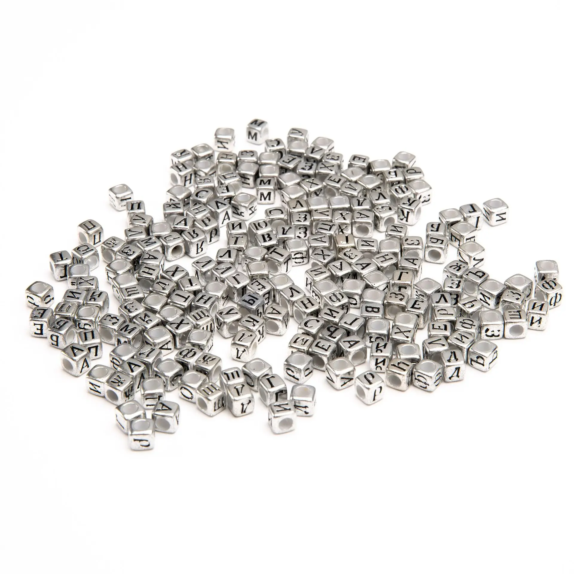 Оптовая Продажа 3000 шт. 6*6 мм кубические Квадратные Серебряные Акриловые русские