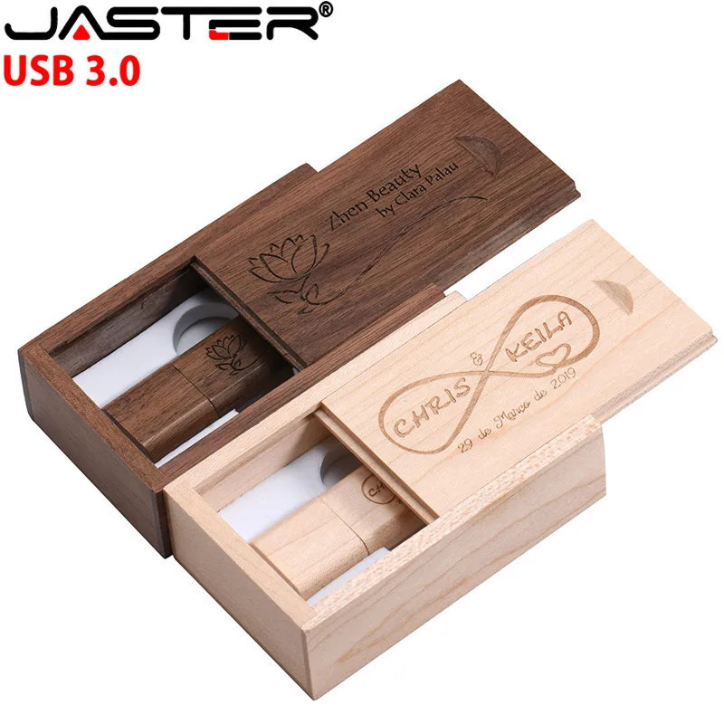 

JASTER usb3.0 5 colour Maple wood+box usb flash drive pendrive 4GB 8GB 16GB 32GB maple usb 3.0 wooden LOGO engrave
