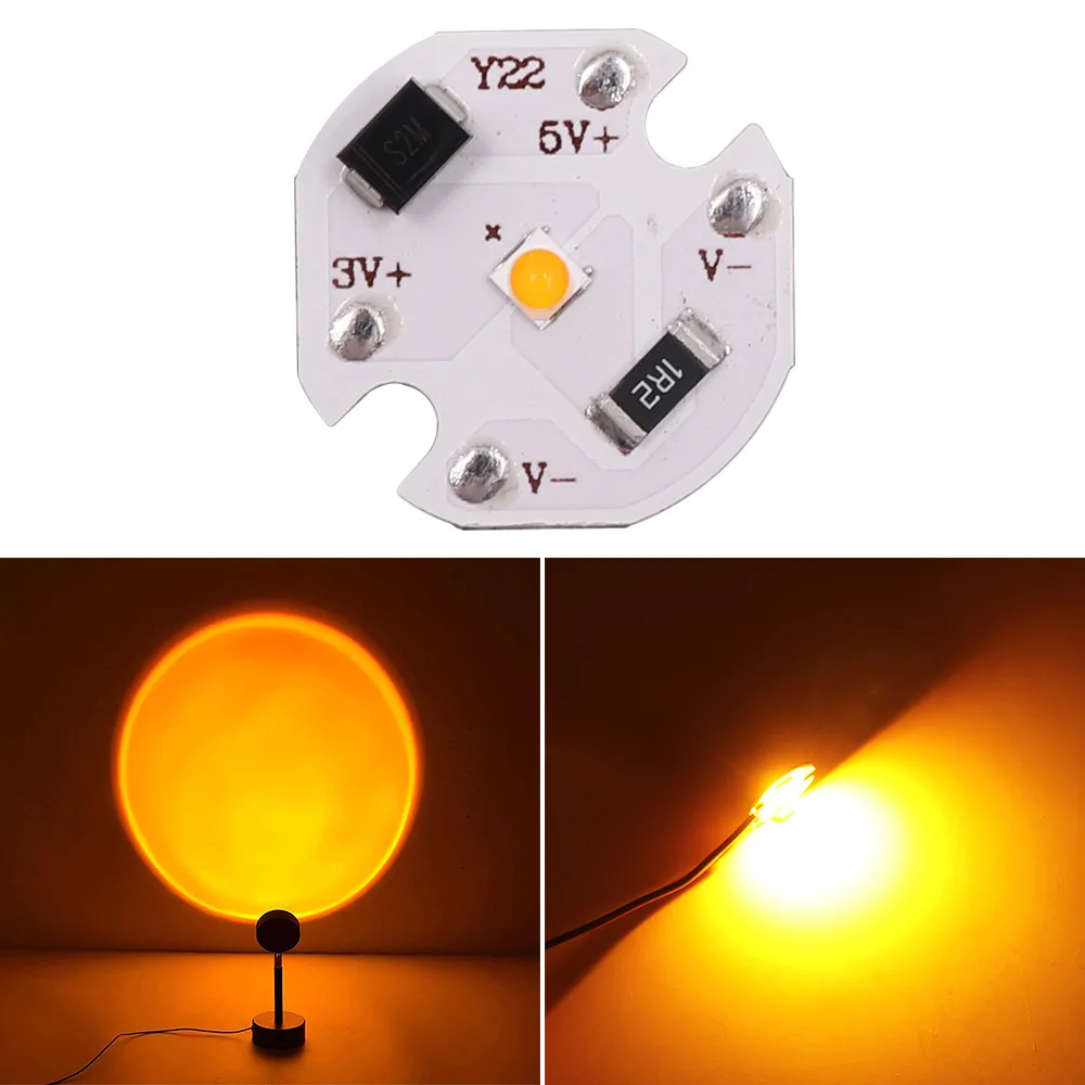 

Sunset Lamp LED Chip 3V 5V USB Powered Amber Color 21mm Round Dimmable COB LED Beads dc5V for Decoration Bulb Projector Light