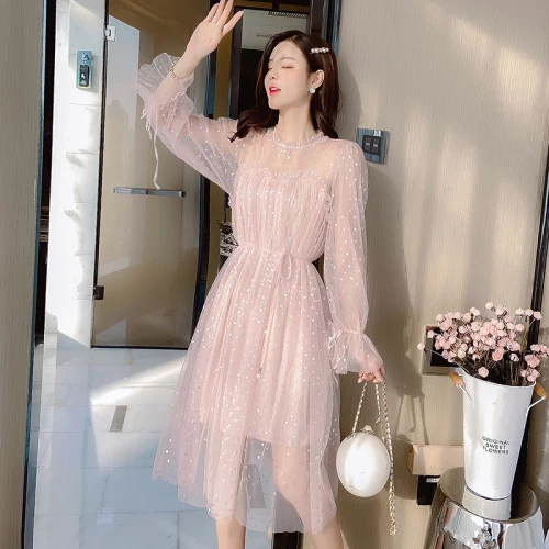 FMFSSOM весна лето расшитое блестками кружевное шифоновое элегантное платье с