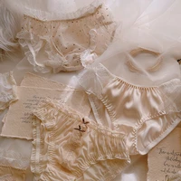 gentle cream sweet girl underwear japanese style lace briefs milk silk summer new 3 pieces