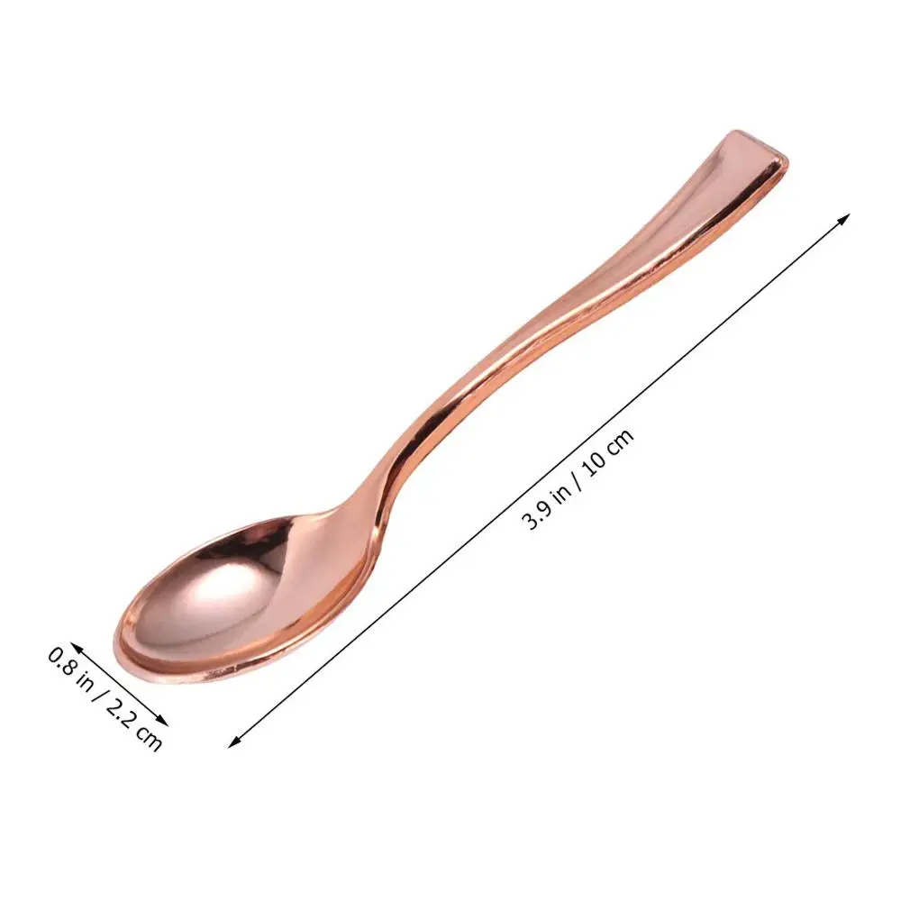 Пластиковые одноразовые мини розовое золото ложка 10 см Торт Tesating Десертные Ложки