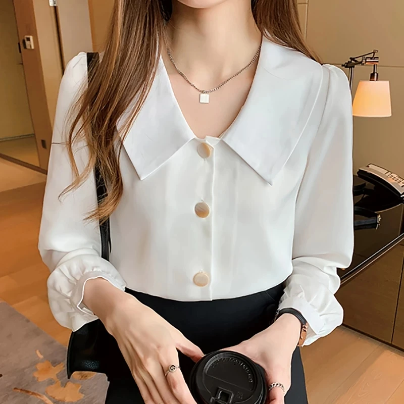 Блузки 2021 белая блузка для женщин Blusas Y Camisas Mujer Сексуальная шифоновая рубашка с