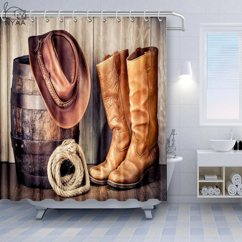 Штора для душа Vixm в западном стиле ковбойские сапоги американском Техасском