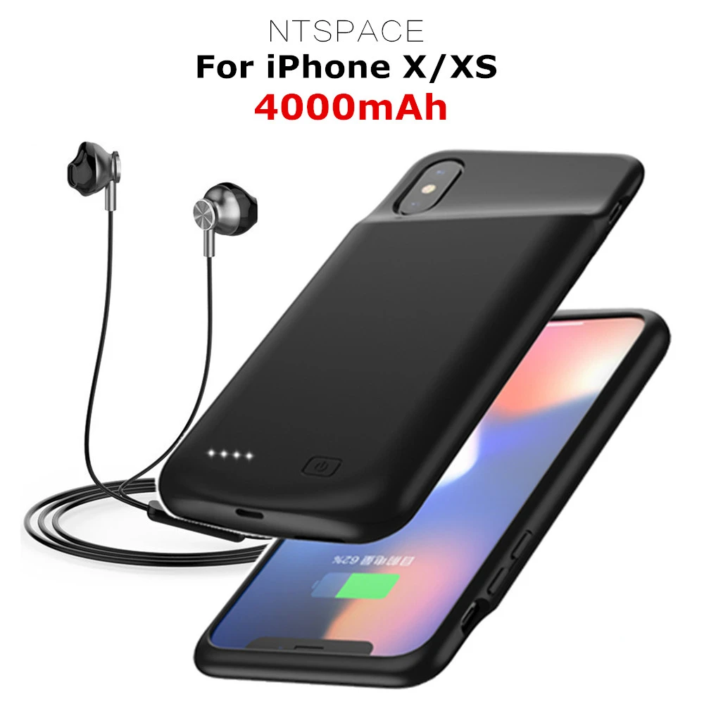 4000 мА/ч силиконовые противоударные Чехлы для зарядного устройства iPhone XS X Power Bank