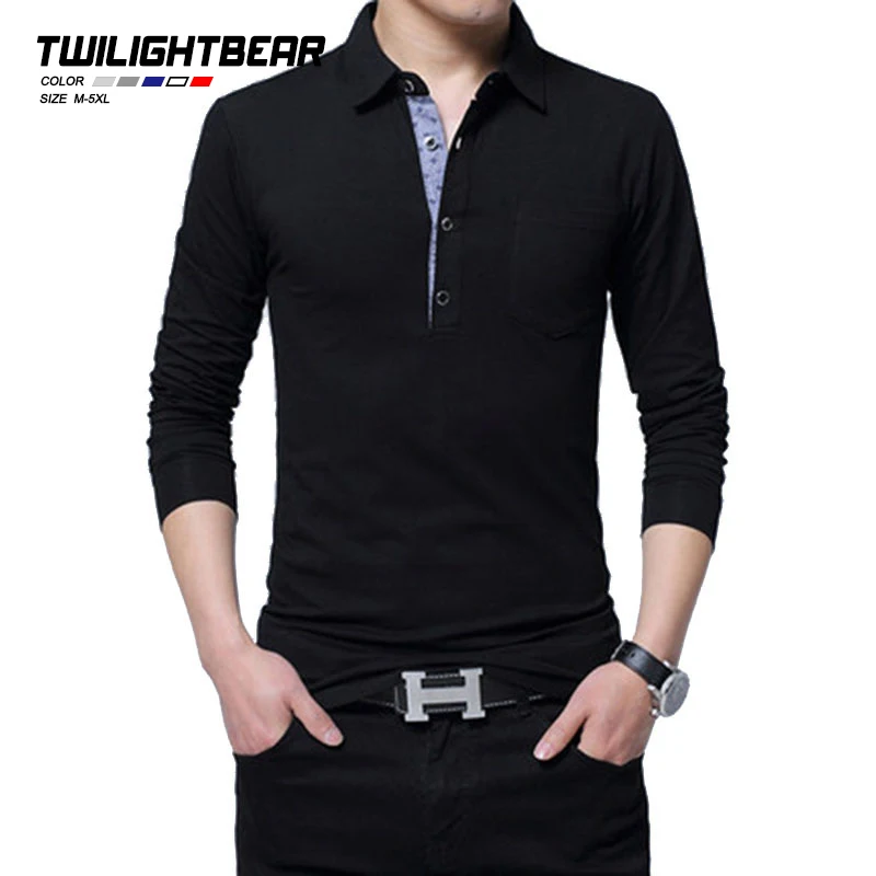 Новинка 5XL Мужская рубашка поло с длинным рукавом Весенняя тонкая хлопковая