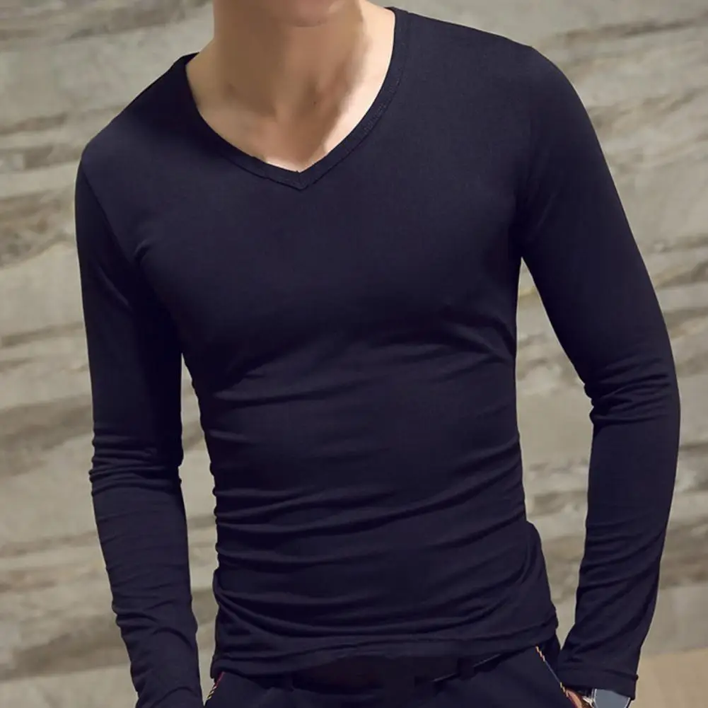 

Slim Quick Dry V Neck Long Sleeve Slim Autumn Base Shirt for Daily Wear