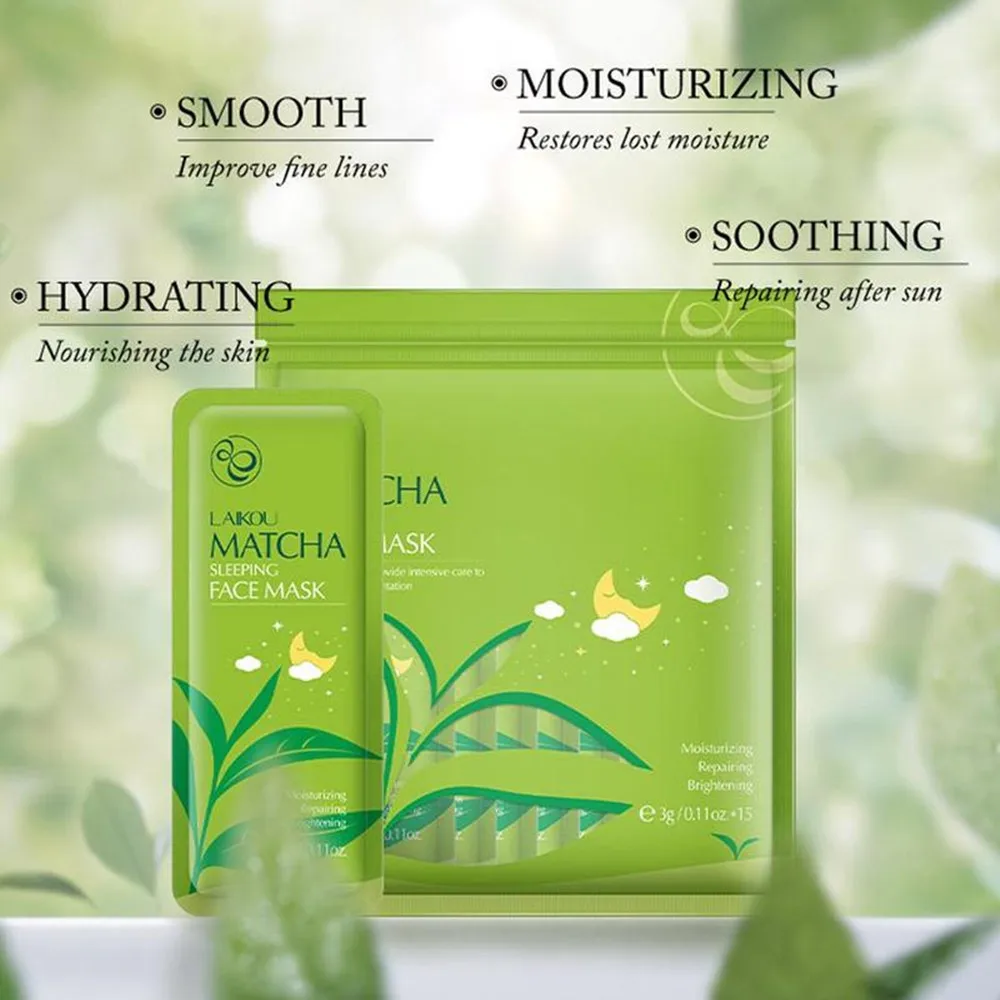 LAIKOU Matcha увлажняющая для сна маска лица с гиалуроновой кислотой против морщин