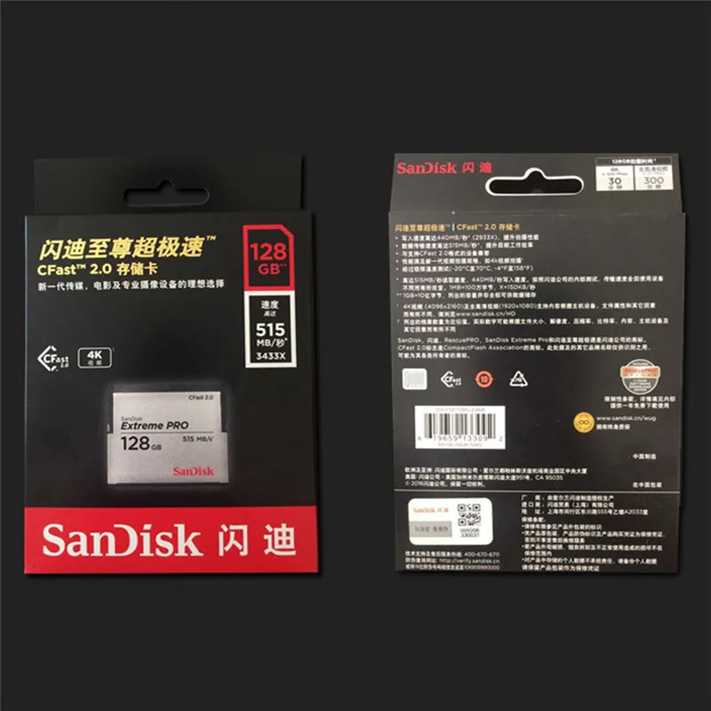 SanDisk Extreme Pro CFast2.0 CF карта 128 Гб 64 515MBS памяти ГБ Флэш для камеры|Карты памяти| |