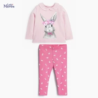 baby girls fall clothes autumn children set cotton two pieces suit toddler girl pink bunny shirt bunny rose red pants 2 7y