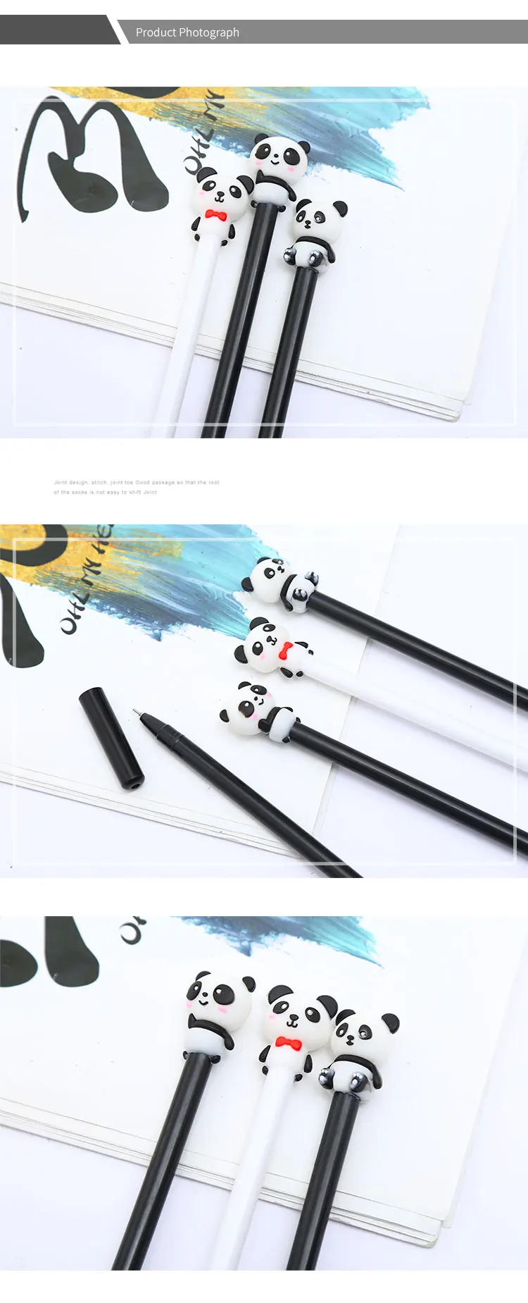 Creative Cute Kawaii Panda Gel Pen Black Blue Cartoon Chinese Animal School Office Stationery Novelty Accessory Stationary Thing