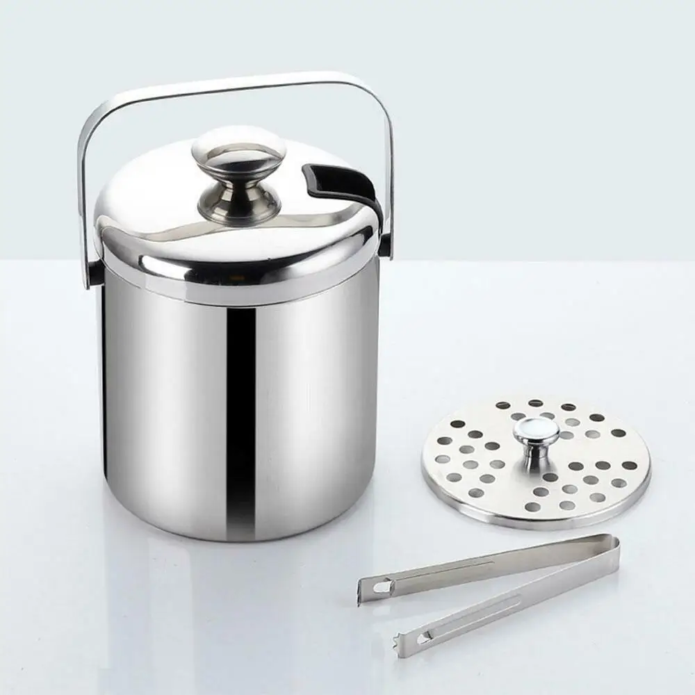 4 In 1 Double-wall Stainless Steel Insulated Chilling Ice Bucket With Lid Tong Handle Carnival Party Summer Supplies | Дом и сад