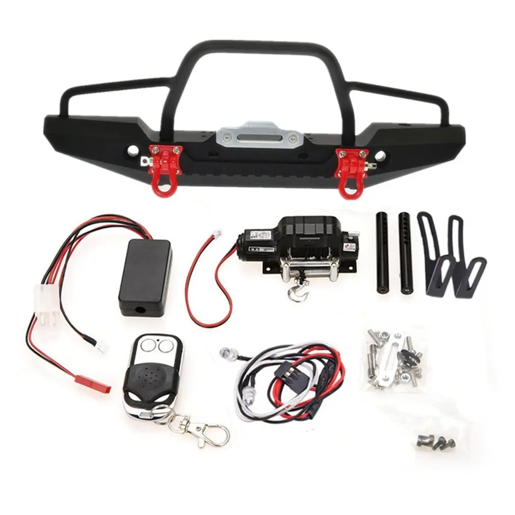 

Remote Control Car Accessories For TRX-4 And SCX10II90046 Front Bumper With 2LED Lights Plus Remote Control Plus Winch