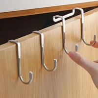 1pc s type door hanger hook stainless steel free punching cabinet door without trace clothes hook door back wall mounted hooks