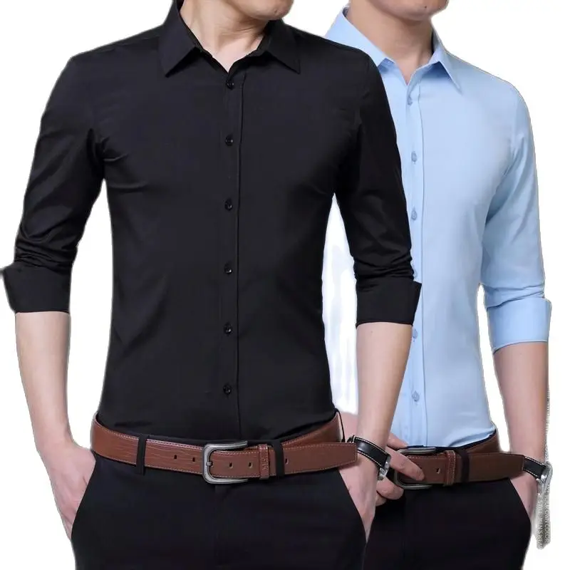 

Camisa de manga larga para hombre, ropa de marca de negocios, ajustada, a la moda, talla grande 5XL, novedad de 2021