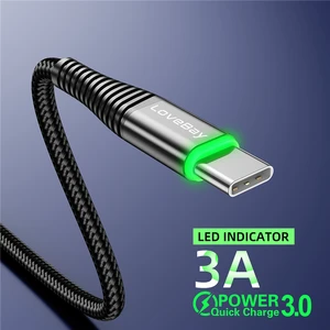 Lovebay LED 3A USB Type C кабель Micro USB Быстрая зарядка 3.0 мобильный телефон зарядный провод C кабель для Xiaomi Samsun Быстрая зарядка