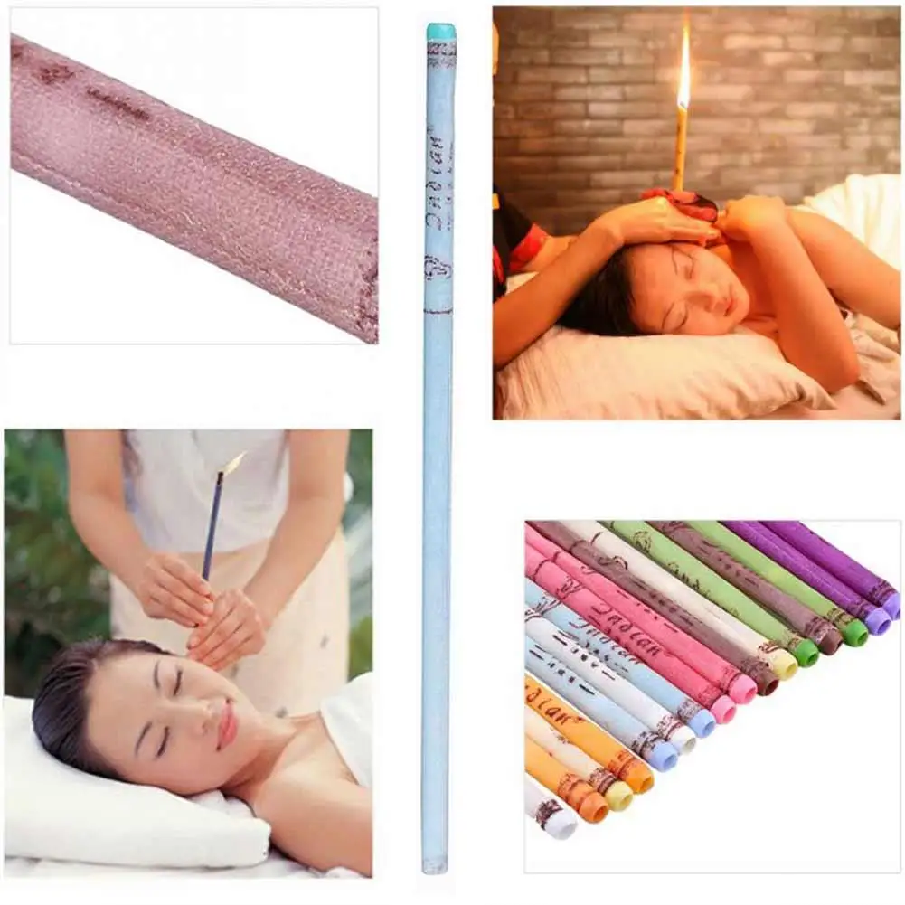 10 Pcs Coning Beewax Natural Ear Candle Candling Therapy Straight Style Care Thermo-Auricular Face Lift Tool |