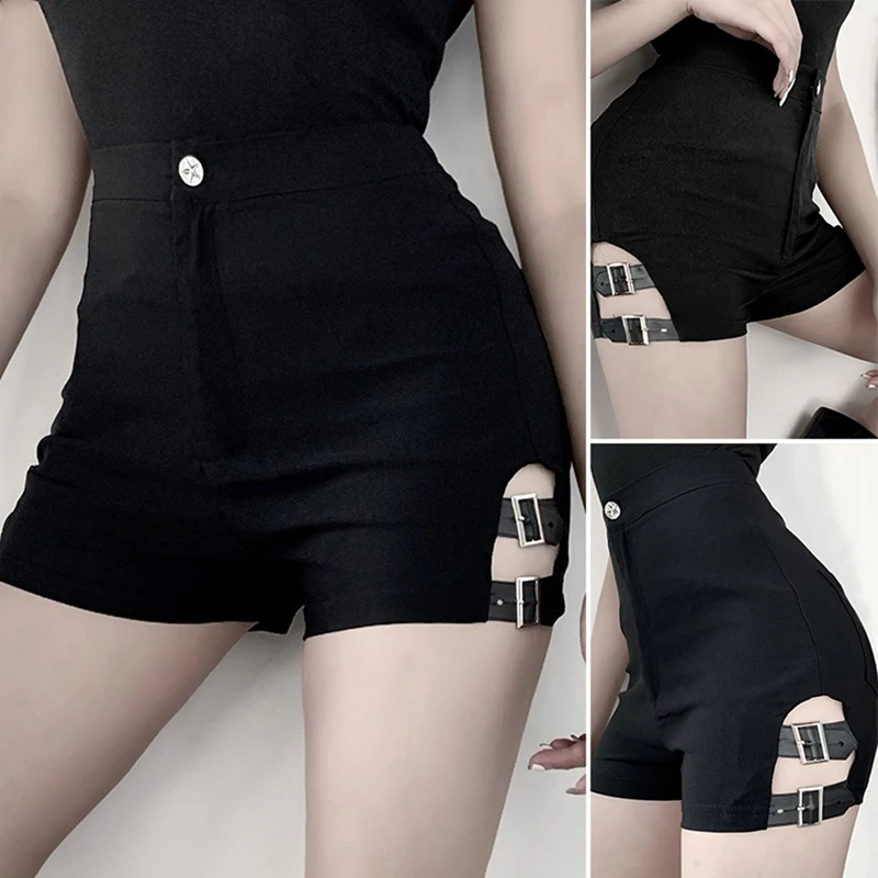 

Женские темные горячие брюки с завышенной талией, летние разрезы, тонкие и черные сетчатые шорты с завышенной талией в стиле знаменитостей