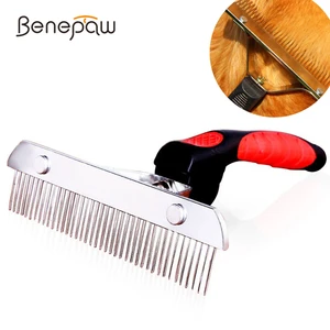 Benepaw Безопасная рабочая большая Нескользящая расческа для собак, удаляет запутанные узлы, нижнее пальто, свободные грабли для волос, золотистый ретривер