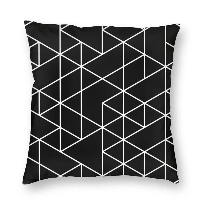 

Черно-белые геометрические треугольники, современный чехол для подушки, украшение для спальни, абстрактная Минималистичная линия, декорат...