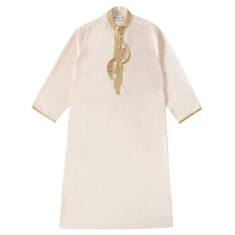 

Men Muslim Islamic Kaftan Arabic Embroidery Long Sleeve Stand Collar Robes Vintage Dubai Caftan Men Comfortable Male S-3XL