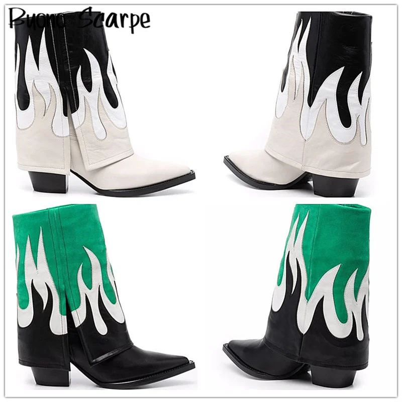 

Женские ботинки на массивном каблуке, с острым носком