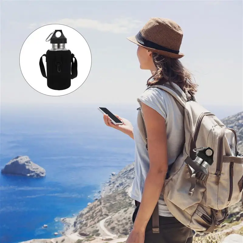 

2 Sets 2L Stainless Steel Water Drink Bottle with Pouch Large Mouth Sport Cup