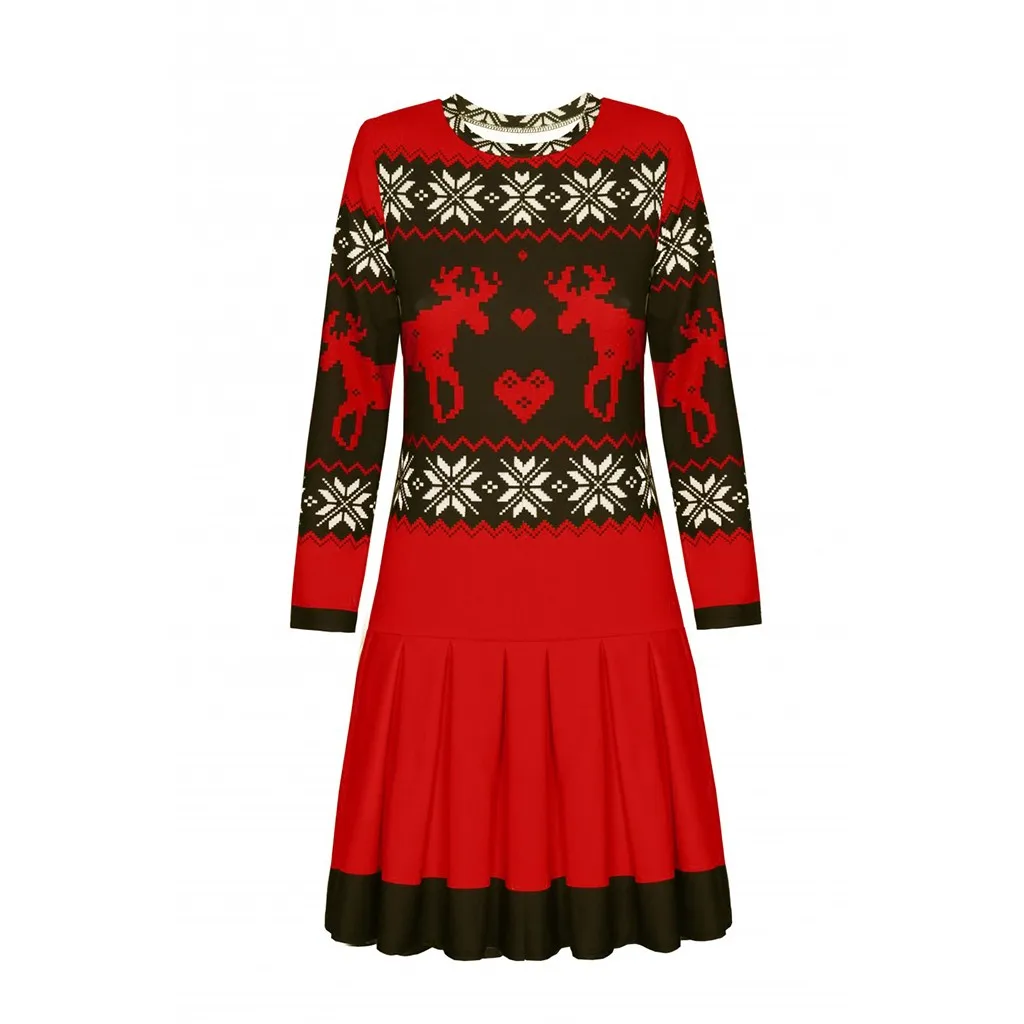 Женское платье Vestidos Рождественский принт свитер со снежинками вязаный женские
