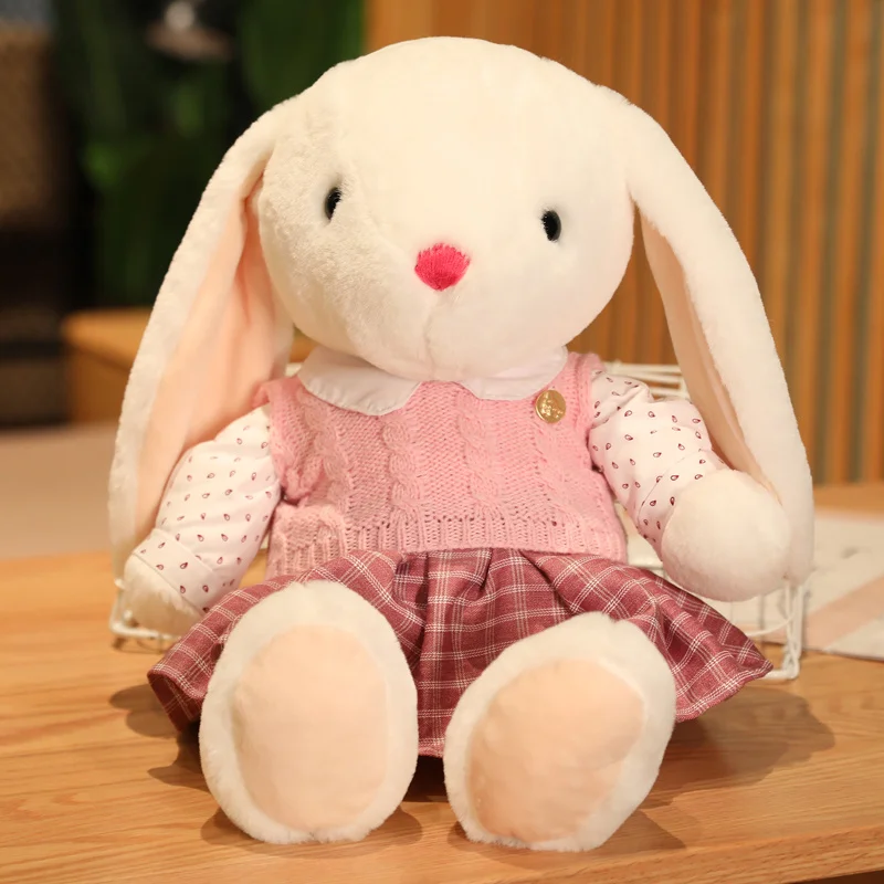 

32/42cm Lovely Couple Rabbits Plush Toys Cartoon Rabbit with Cloth Pillow Stuffed Soft Animal Dolls for Children Girls Gifts