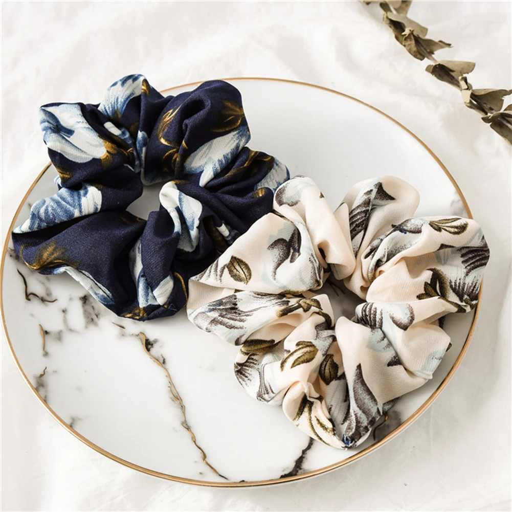 Модные резинки для волос с цветочным принтом элегантная заколка конского хвоста