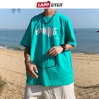 Футболка LAPPSTER мужская с надписью, повседневная хлопковая рубашка свободного покроя в стиле хип-хоп, с принтом в стиле Харадзюку, Японская уличная одежда, лето 2021