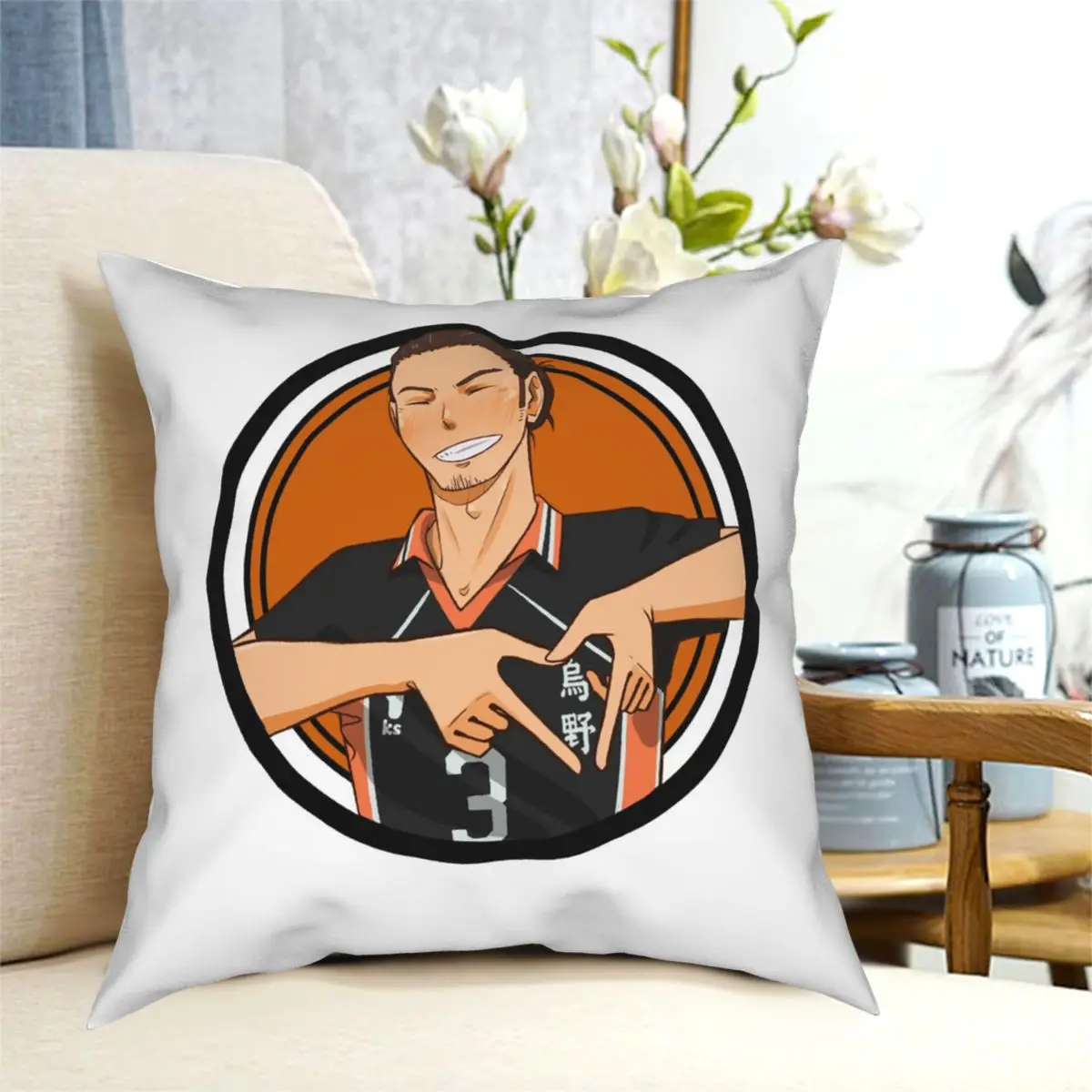 

Take The L Asahi Haikyuu Square Pillowcase Pattern Decor Throw Pillow Case for Home Cushion Cover
