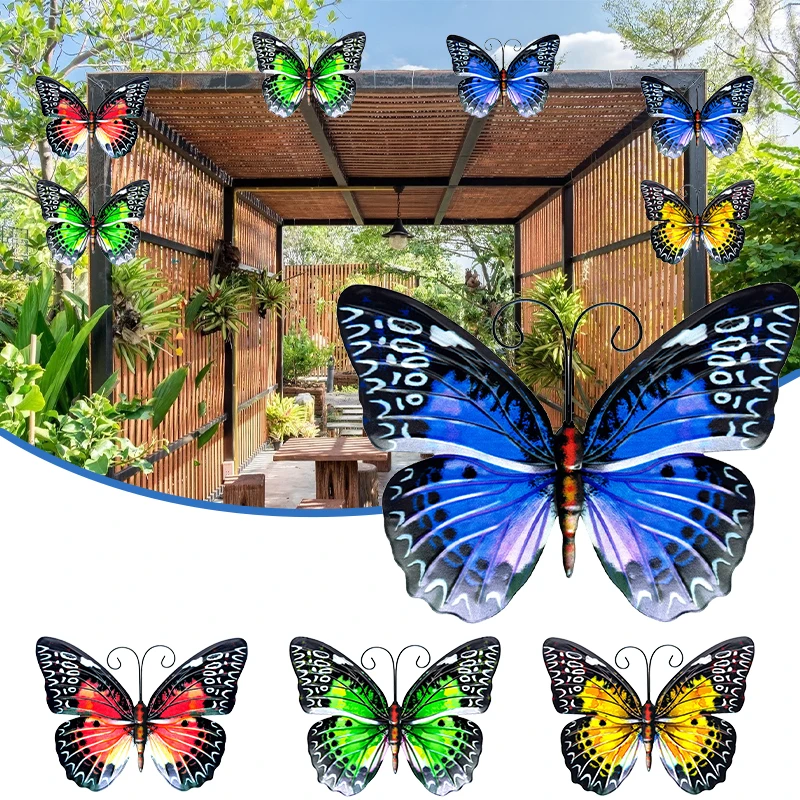 

2021 Metal Butterfly Wall Art Decor Beautiful Vintage Sculptures Ornament for Home Patio Garden @LS