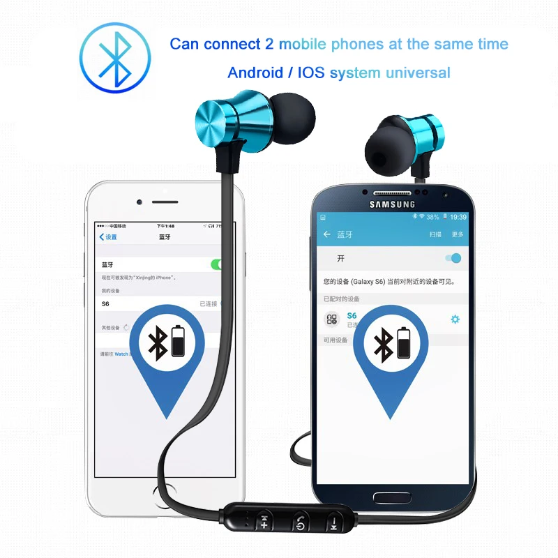 Магнитные Bluetooth наушники беспроводные наушники 3D стерео спортивные наушники громкой связи наушники в ухо гарнитура с микрофоном для Apple iPhone Xiaomi