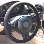 Мужская прошитая вручную обувь черного цвета из натуральной кожи и замши чехол рулевого колеса автомобиля для BMW E46 E39 330i 540i 525i 530i 330Ci M3 2001-2004