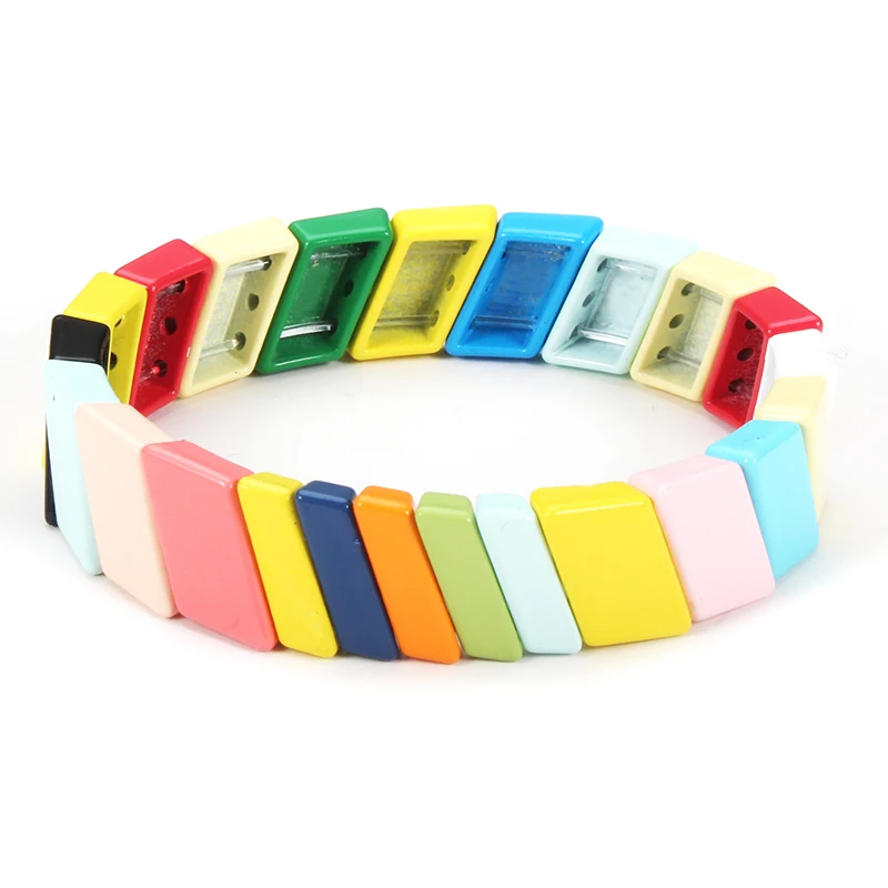 Эмалированный браслет Tila в виде плитки украшенный бисером Набор радужных